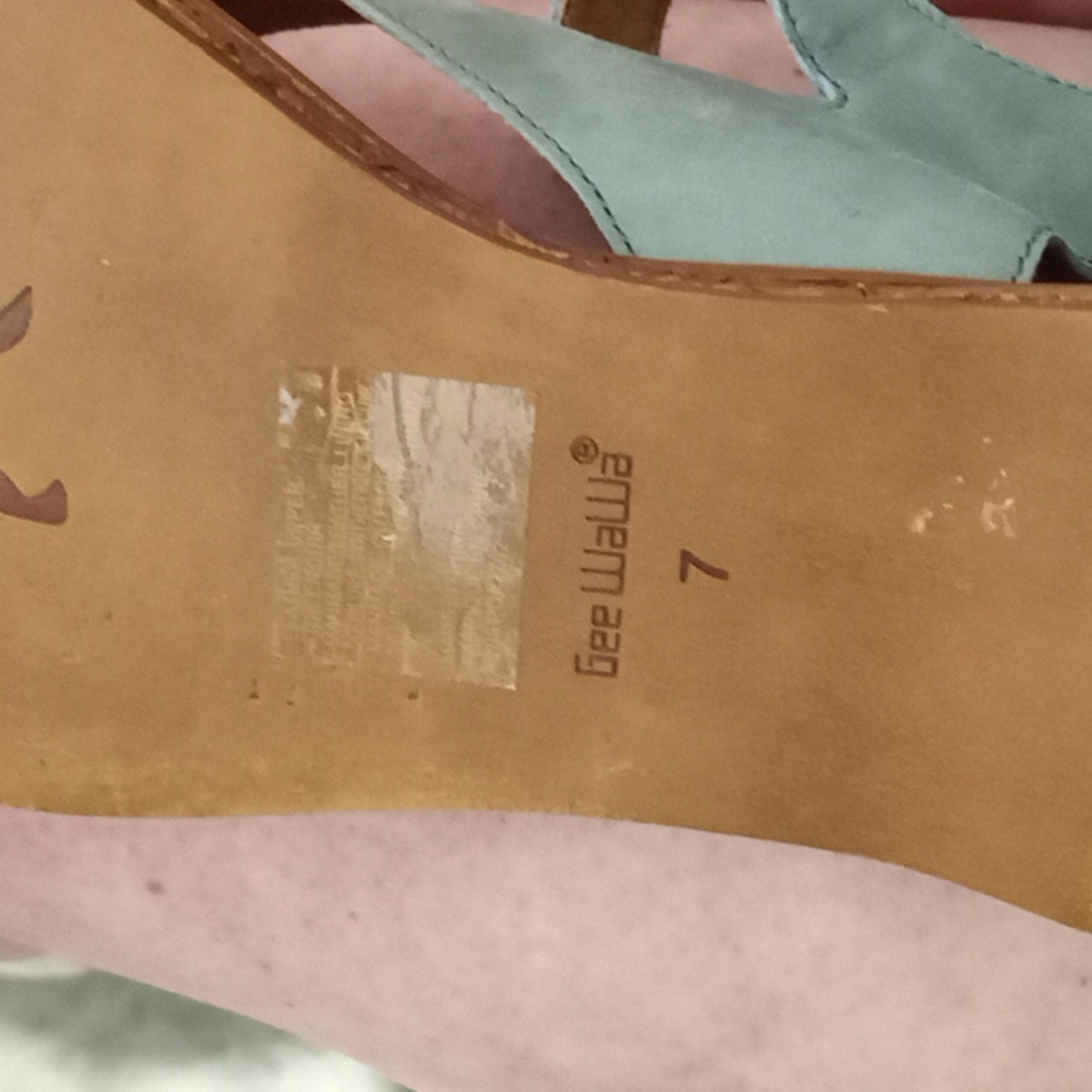 GEE'WAWA Handmade Green Leather Sandals, size 7 - Picture 6 of 7